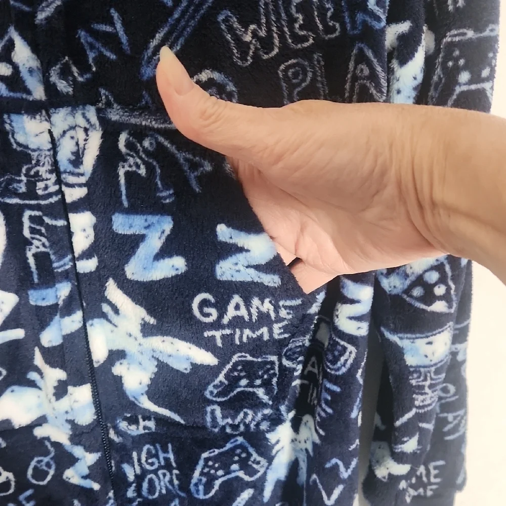 Cat & Jack Blue Game time Graphic One Piece zip up size S - 6/7 NWOT - Picture 5 of 7